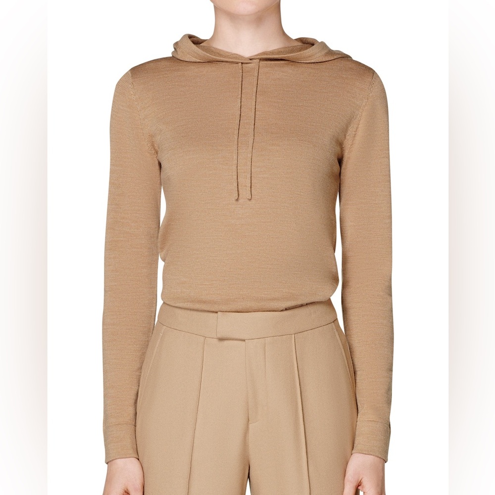 SUISTUDIO 100% Merino Wool Hoodie in CAMEL Size Small